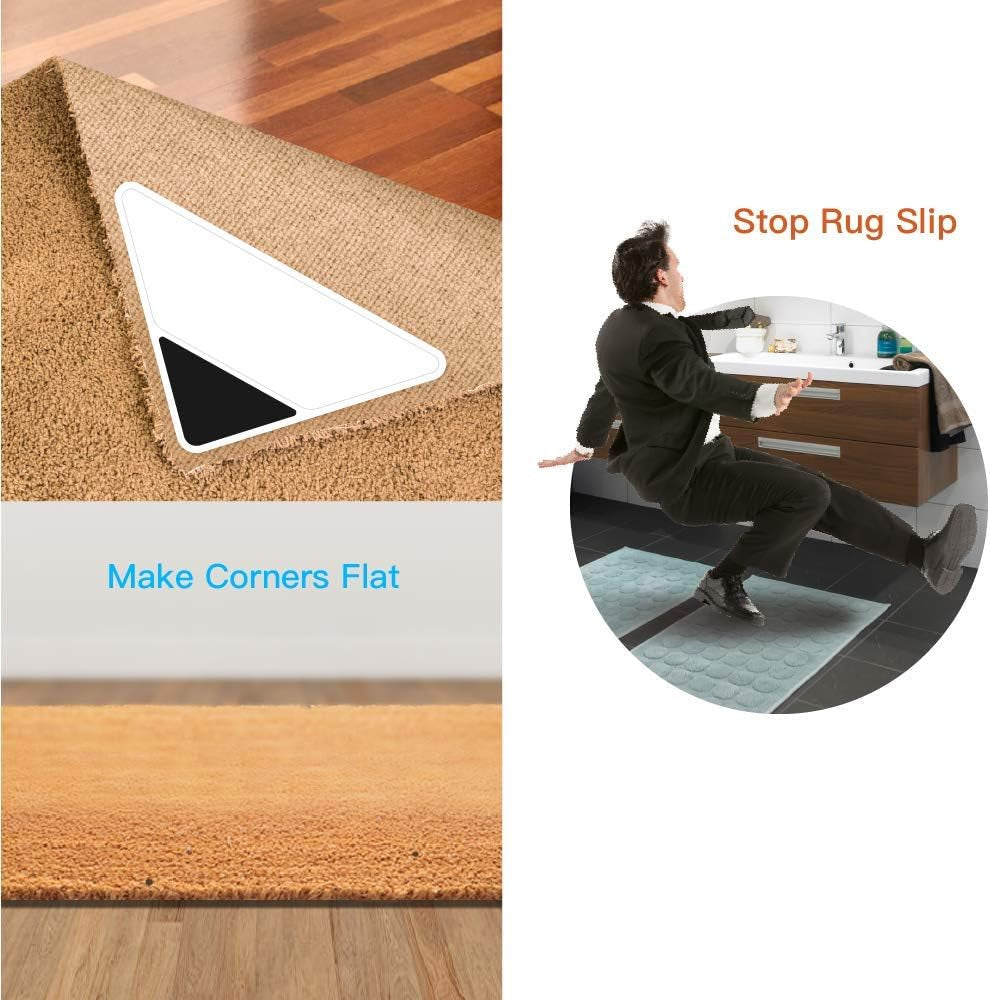 Rug Grippers - Latest Upgraded Carpet Anti-Skid Pad with Strong Sticky anti Slip Straight Carpet Tape for Curled Corners & Edges (4 PCS)